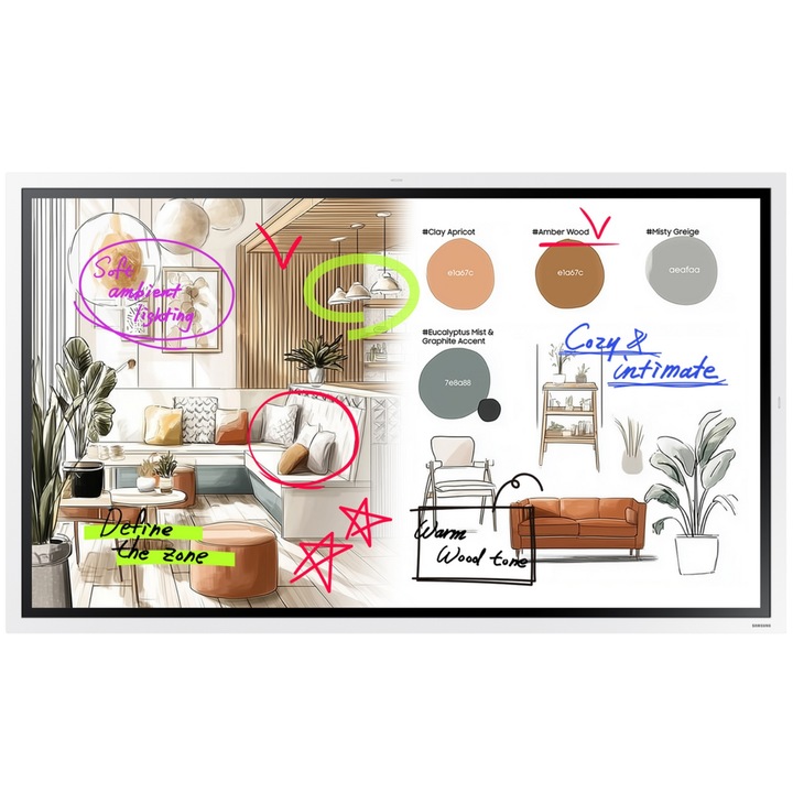 Tabla interactiva Samsung Flip 5 Pro 55" WM55FX, UHD 3840x2160, Wi-Fi, Bluetooth, 20 Touchpoints, 9.5ms Alb
