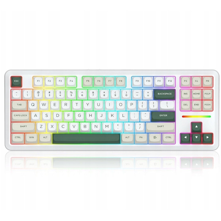 Tastatura Gaming Mecanica Redragon K734WCG-RGB-PRO, USB, Bluetooth, Wireless 2.4GHz, TKL, Iluminare RGB, Anti-Ghosting, Switch-uri RPC Alb