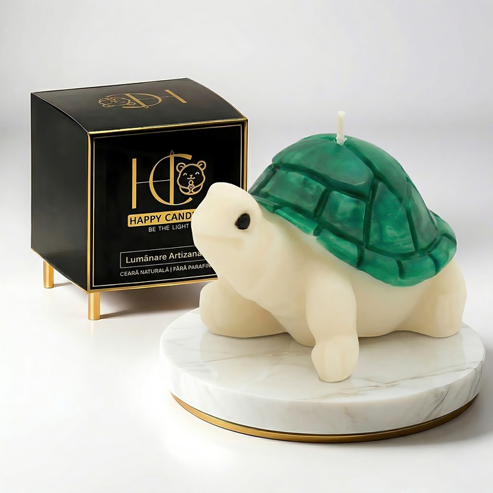 Lumanare parfumata pictata manual premium, Happy Candles, Broscuta Testoasa, Crystal Joy - Designer Inspired, Ceara naturala, Handmade, 13g
