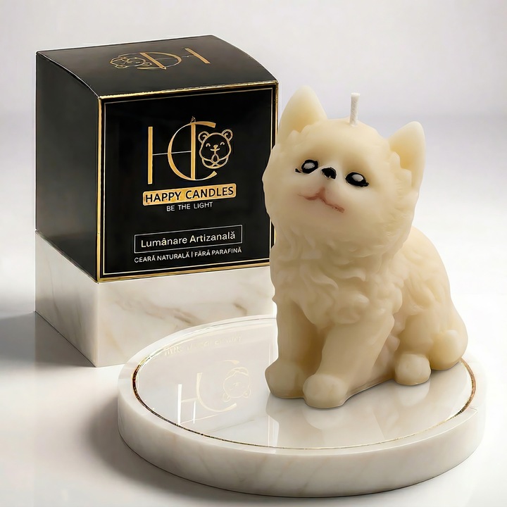 Lumanare parfumata pictata manual premium, Happy Candles, Miau, Emperor's Legacy - Designer Inspired, Ceara naturala, Handmade, 25g
