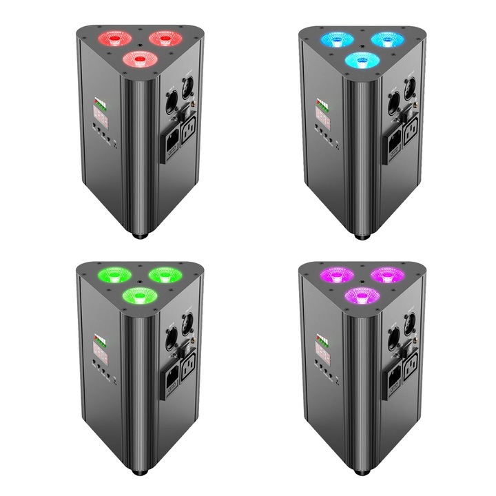 Színpadi lámpák, RGBW LED, újratölthető, 4 db-os készlet, fekete, 12Wx4