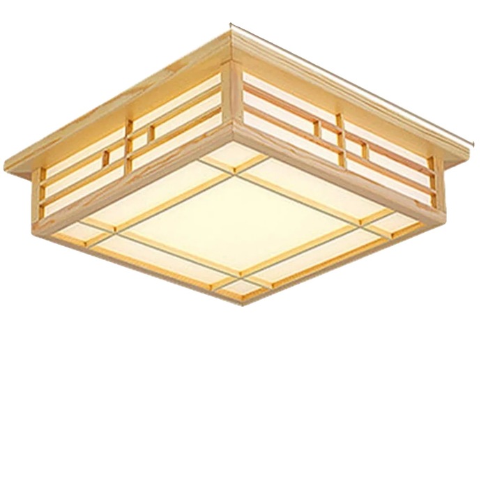 LED плафониера 16W, бор и PVC, бяла, 35x35x11см, топла светлина