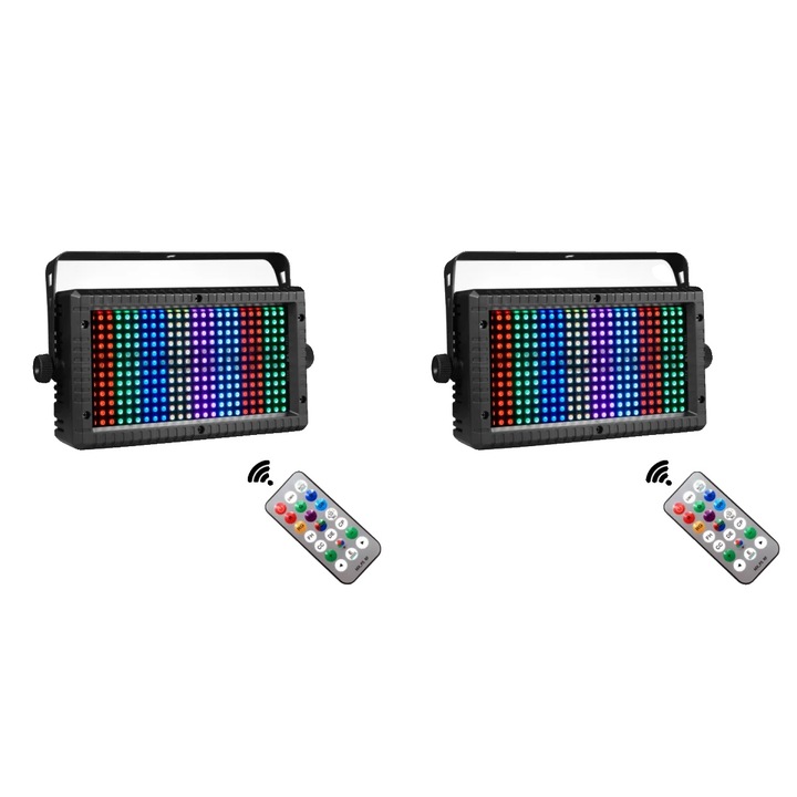 2 db 60W-os színpadi lámpa szett, DMX vezérlés, RGB, 25x13x7cm, EU csatlakozó