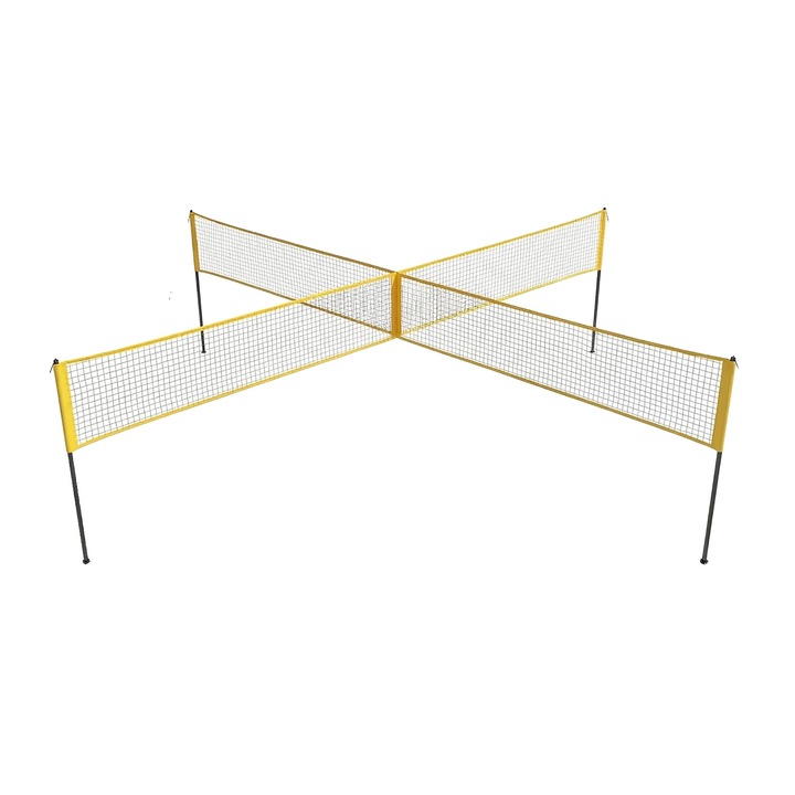 Röplabda háló szett 4 irányú, állítható, sárga, 14FT