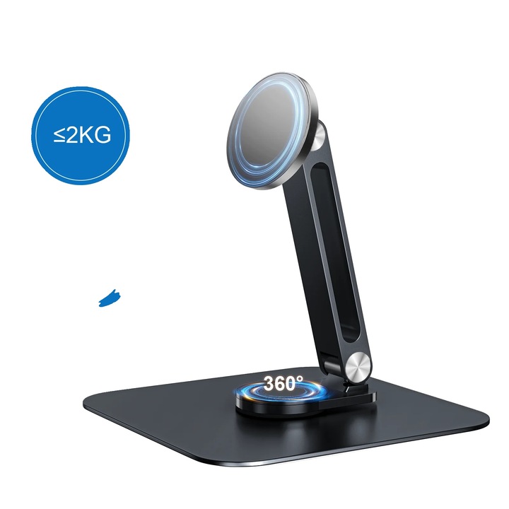 Univerzális tartó tabletekhez és telefonokhoz, 360 fokos forgatás, fekete, 7-21.5 inch
