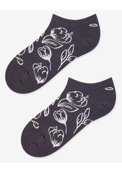 Marilyn Footies Flora női zokni, pamut, virágmintás, szürke 36-40