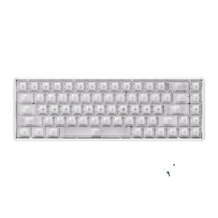 65%-os OEM mechanikus billentyűzet, fehér, vezetékes, alumínium, 68 billentyűs, többszínű, 3.5mm, 8000Hz