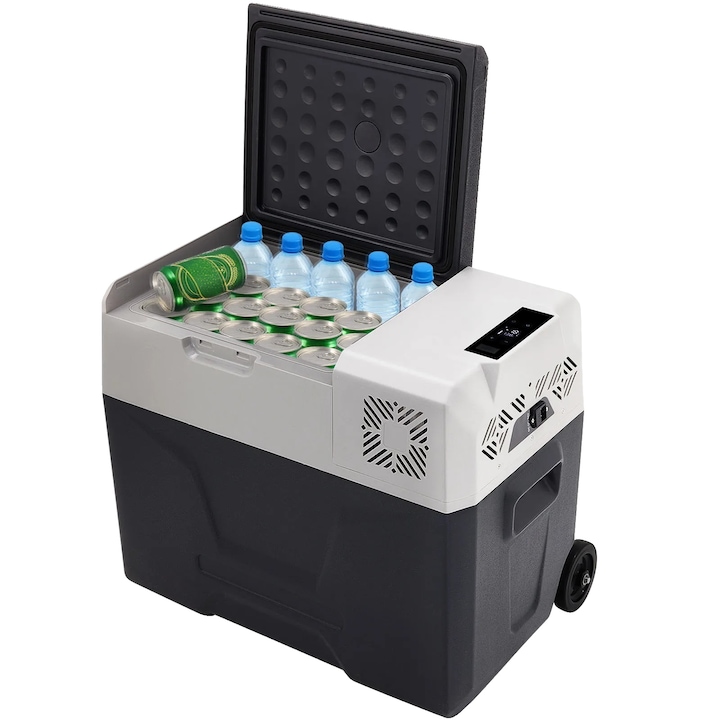 Frigider portabil 50L, racire rapida, control tactil, negru, compact