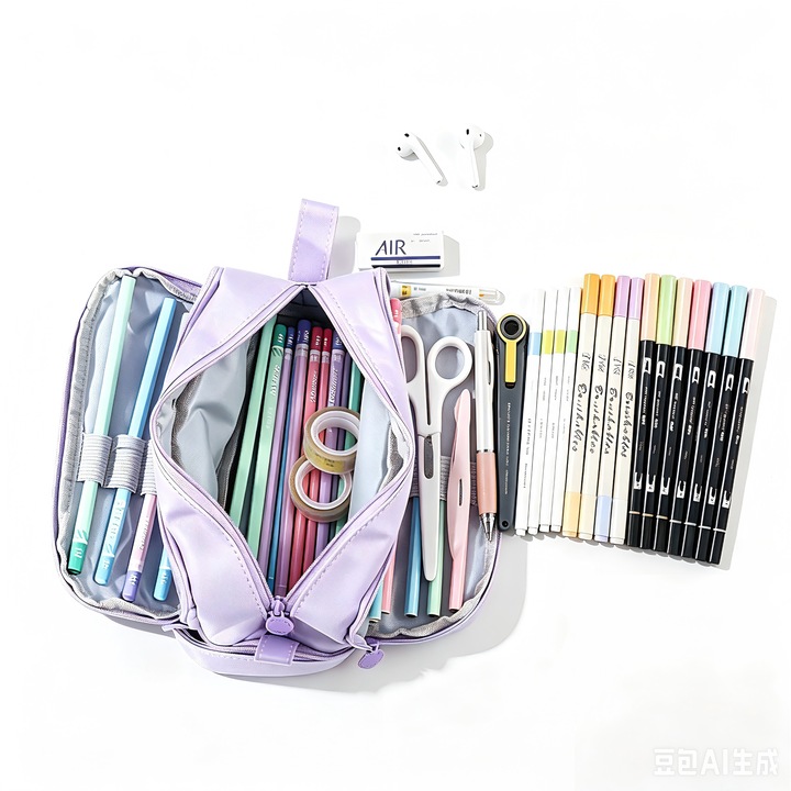 Penar scolar mov pastel din Oxford, cu 4 compartimente, rezistent la uzura, usor de curatat, ideal pentru fete, capacitate mare, fermoar durabil, perfect pentru scoala si birou