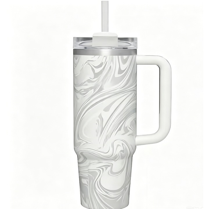 Sticla de apa izoterma extra mare pentru uz casnic si auto, otel inoxidabil, alba, 1180 ml