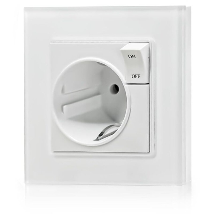 Priza dubla incastrata cu intrerupator universal alb 2x1