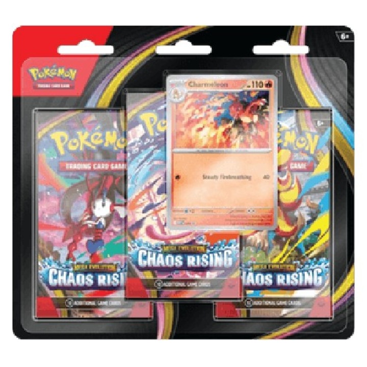Настолна игра, The Pokemon Company International, Хаос Възход, комплект от 3 пакета, 1 експлозивна карта, многоцветен