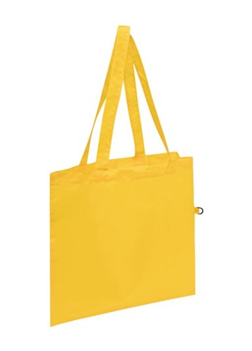 Sacosa de cumparaturi Weser Shoppy, galbena, pliabila intr-o geanta mica de culoare asortata, poliester 290T, dimensiuni 42 x 38 cm