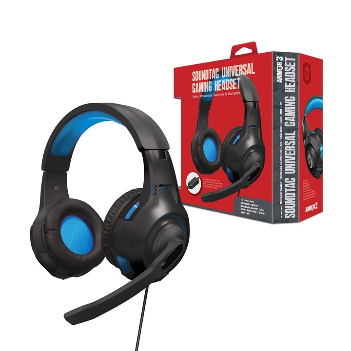 Casti cu fir Armor3 SounTac In-Ear cu microfon Albastru