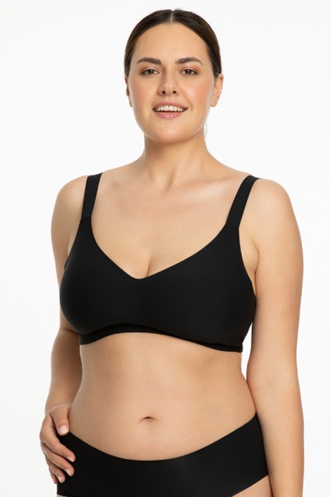 Sutien cu insertii de silicon pentru bust mare, fara cusaturi si sarme - Julimex Negru, Negru