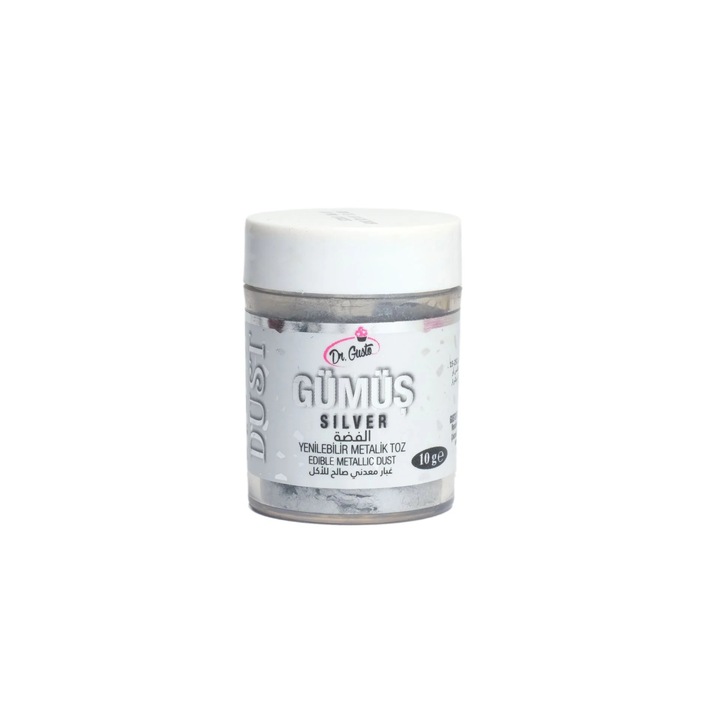 Colorant Alimentar Pudra, Dr. Gusto, Culoare Argintiu Metalizat, 10 g