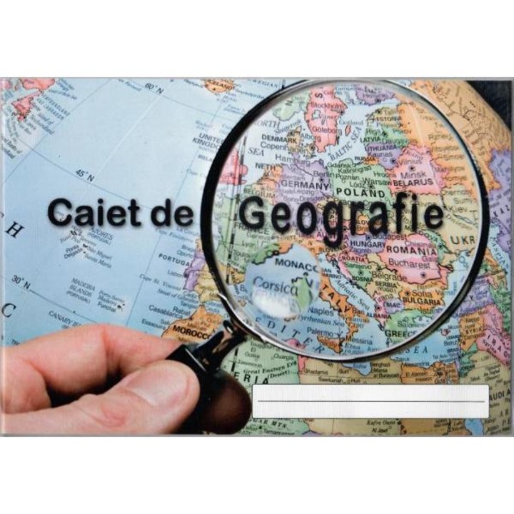 Caiet de Geografie A4, 32 file, hartie 70 g si carton 120g, cu coperta de protectie din PVC, Tipografia 3B