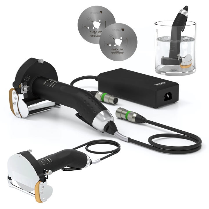 Elektromos kebabvágó, Uyar, P280 Competition, 80 mm, 130 W, IP67, fekete, 2 pengés készlet, tápegység, zsírzó fecskendő, használati útmutató, élezőkő, rozsdamentes acél, vízálló, fogantyú