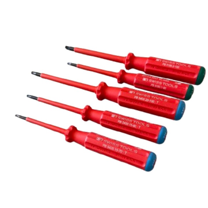 PB Swiss Tools 5 részes szigetelt villanyszerelő csavarhúzó készlet 1000V, Torx és PlusMinus