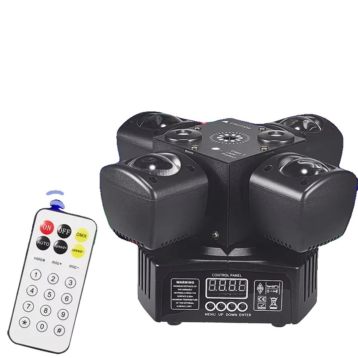 Lumina scena LED lézer RGBW 48W, DMX vezérlés, 24x24x16cm, EU csatlakozó