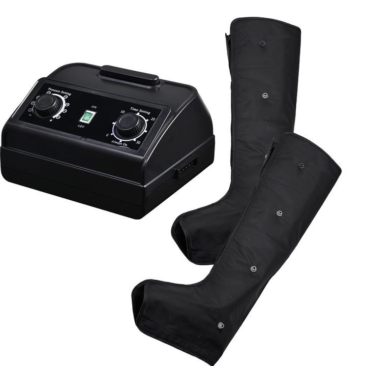 Aparat masaj picioare, presiune reglabila, negru, pana la 64cm gambe