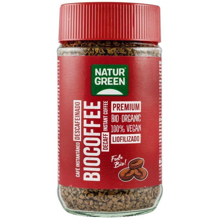 Set 2 x Cafea Bio Instant, Decofeinizata, 100 g, Natur Green