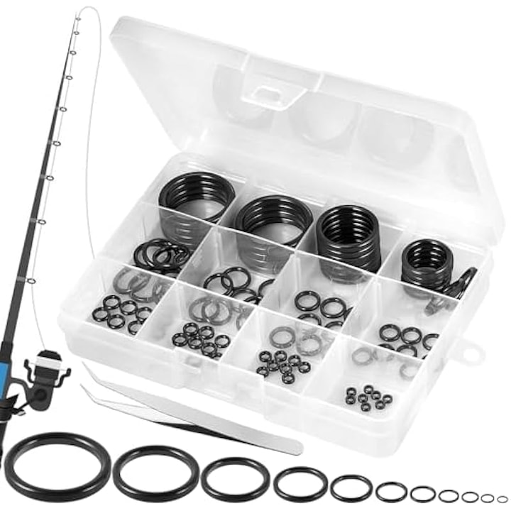Set 90 piese inele ceramice reparare lansete, diverse dimensiuni, inox, multicolor