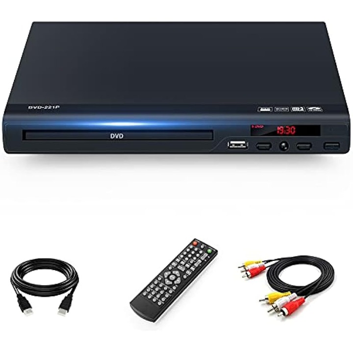 DVD плейър Full HD 1080p, мултиформатен, USB, черен, компактен