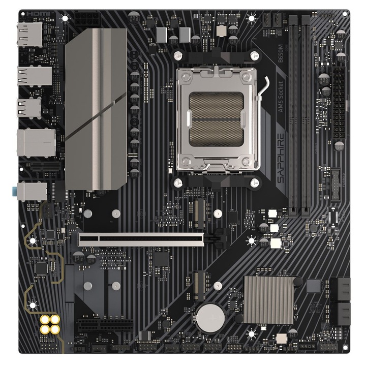 Sapphire Pure alaplap, Socket AM5, AMD B650 lapkakészlet, micro ATX, fekete