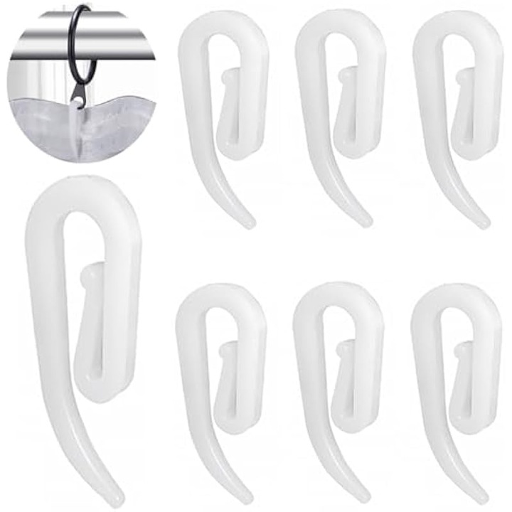 Carlige perdea plastic 20 buc alb 2.8x1.2cm set