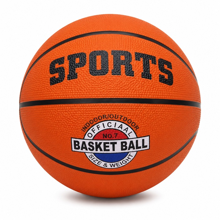 Баскетболна топка Sports, размер 7, за закрито/открито, текстурирана противоплъзгаща повърхност, оранжева