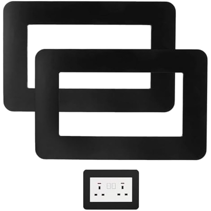 Set 2 rame negre pentru prize duble, acril, 140x80mm