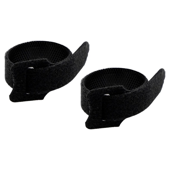 Set 2 x cureluse organizare cabluri 10x110 mm, cu prindere velcro, eWheel, Negru