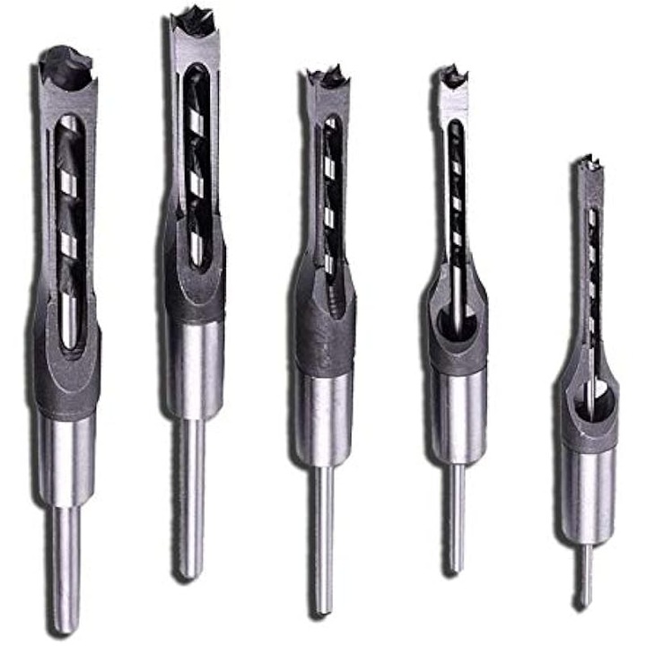 Set 5 burghie patrate pentru lemn, 6.4x8x9.5x11x12.7mm, otel rapid