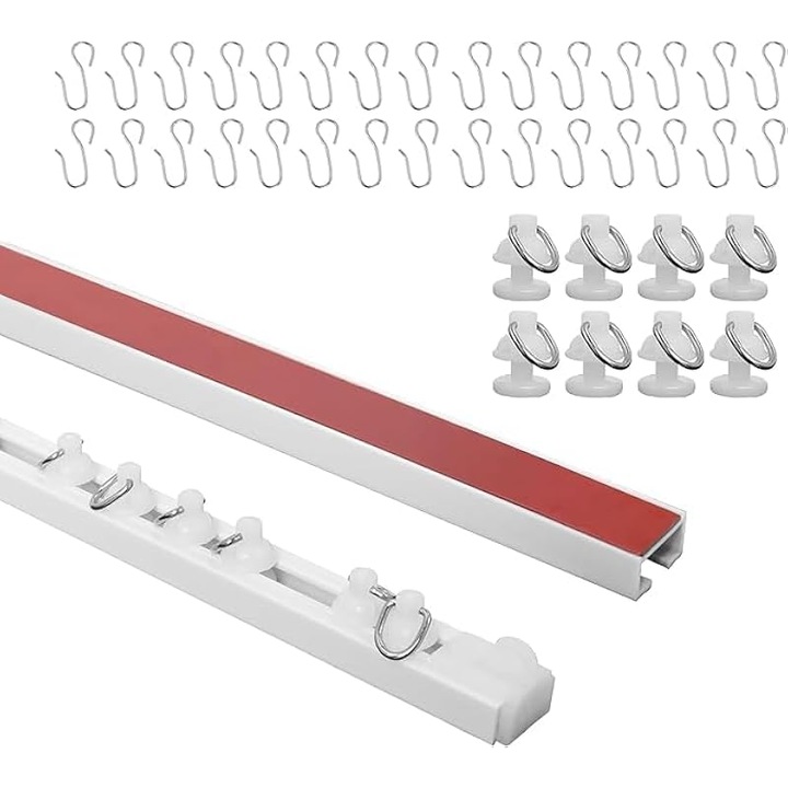 Sina perdea autocolanta 300cm PVC usoara alba set complet