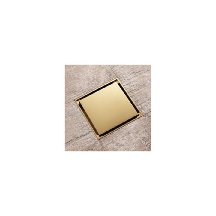 Sistem de scurgere, sifon de podea, laiton, patrat, 10x10cm, anti-odor, capacitate mare