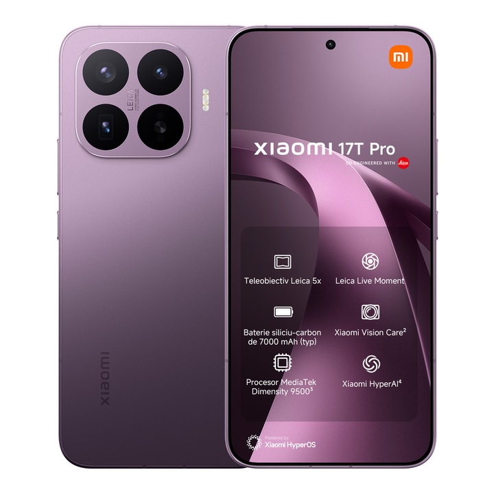Telefon mobil Xiaomi 17T Pro, 12GB RAM, 1TB, negru, 6 "83", Dual SIM, 5G, Leica, 7000mAh