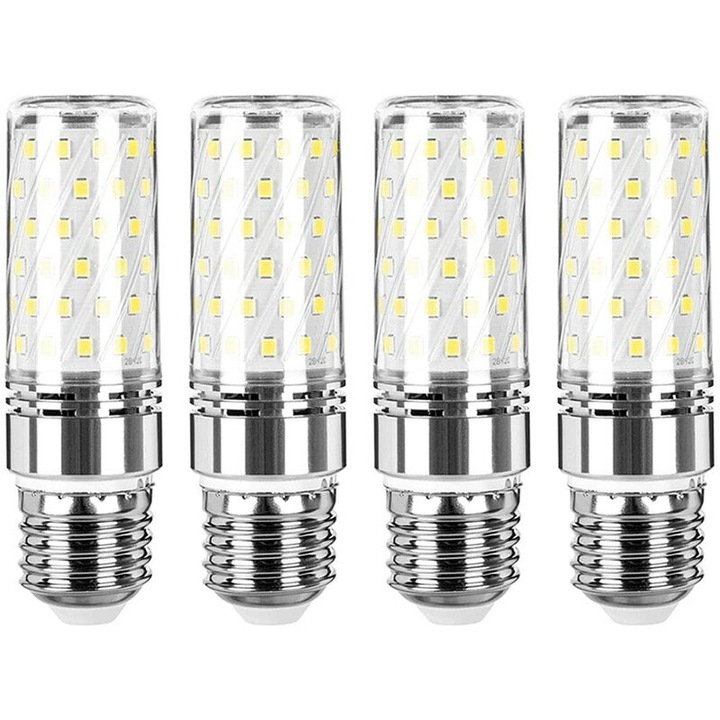 Комплект от 4 LED крушки E27 16W 6000K прозрачно-жълти