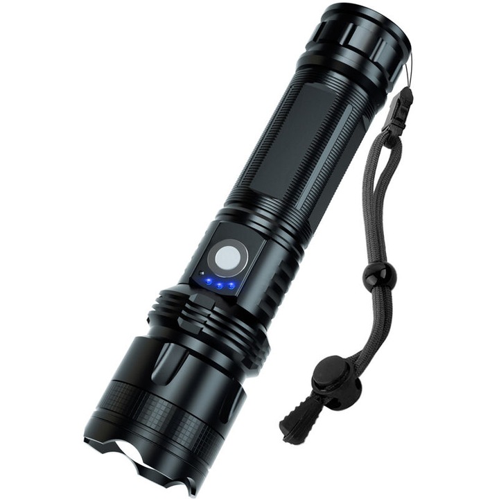 Újratölthető LED lámpa, 200000 lumen, 5 mód, vízálló