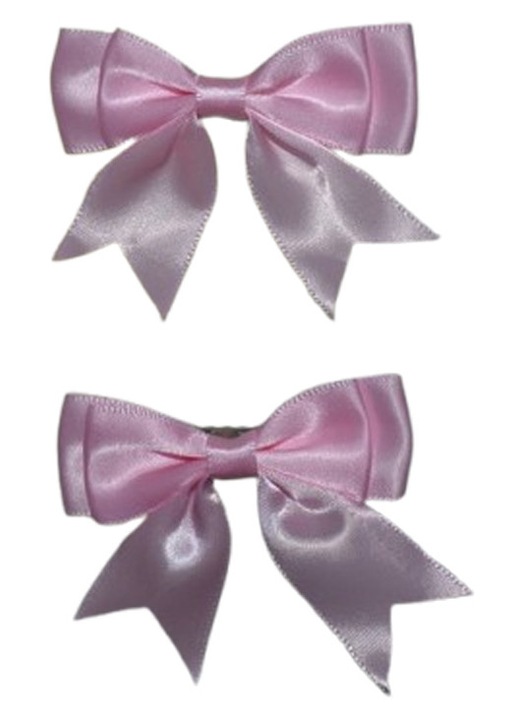 Set 2 fundite de par cu agrafa, din satin, 6 cm, pentru fete, Mini Junior SFR2605, Roz