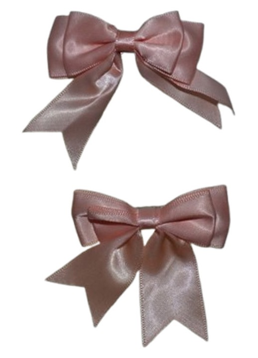 Set 2 fundite de par cu agrafa, din satin, 6 cm, pentru fete, Mini Junior SFC2605, Coral