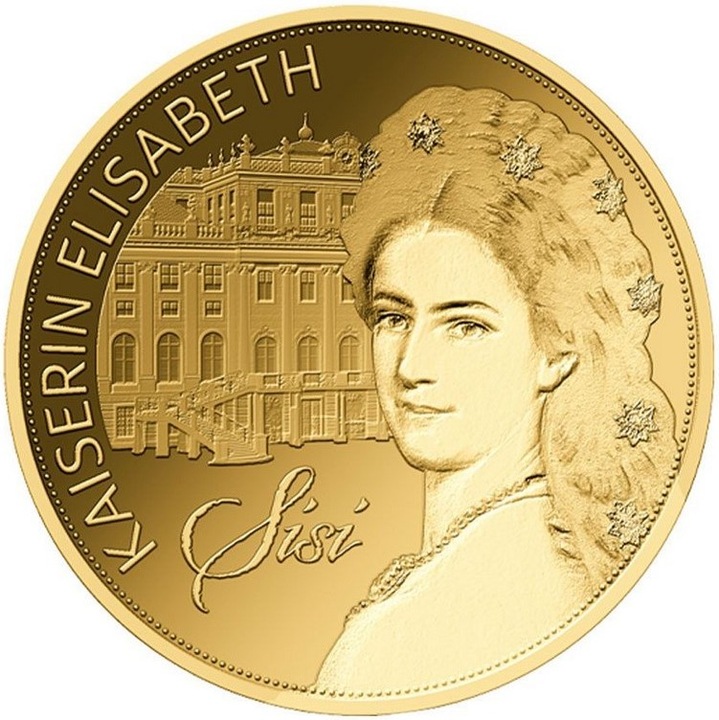 Moneda din Aur 24k Imparateasa Kaiserin Elisabeth - 3000 franci Ciad 1\1000 oz
