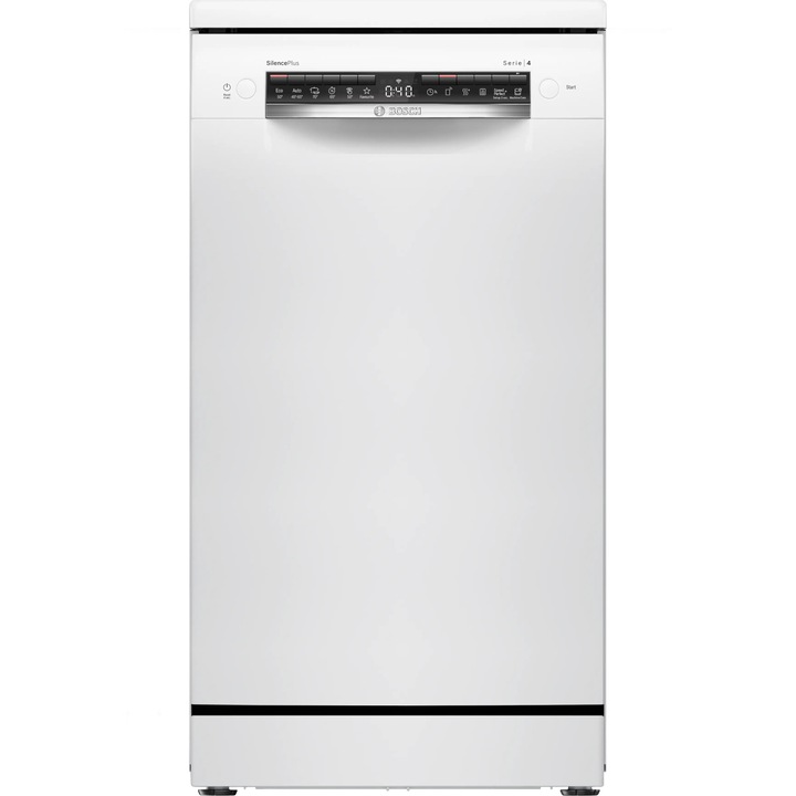 Masina de spalat vase independenta Bosch SPS4HMW13E, 10 seturi, 6 programe, Clasa D, Aqua Sensor, Siguranta copii, Machine Care, Alb