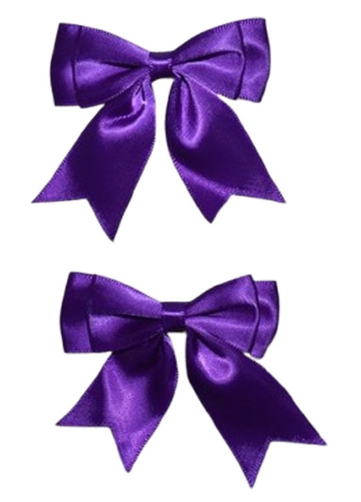 Set 2 fundite de par cu agrafa, din satin, 6 cm, pentru fete, Mini Junior SFM2605, Mov