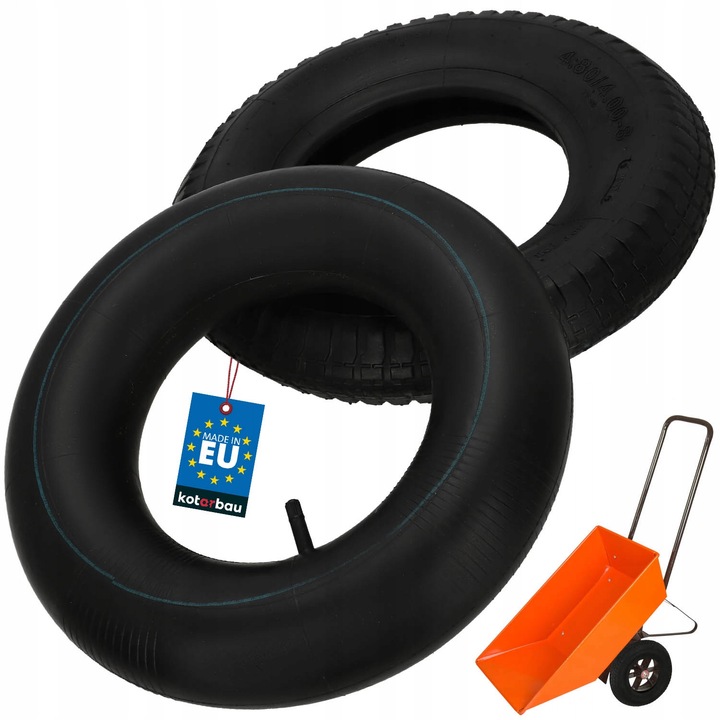 KOTARBAU® Гума с вътрешна гума за количка, каучук, черна, гума за количка, ⌀ 40 см, 6PR, вътрешна гума, ⌀ 35 см, здрава, за градинска количка