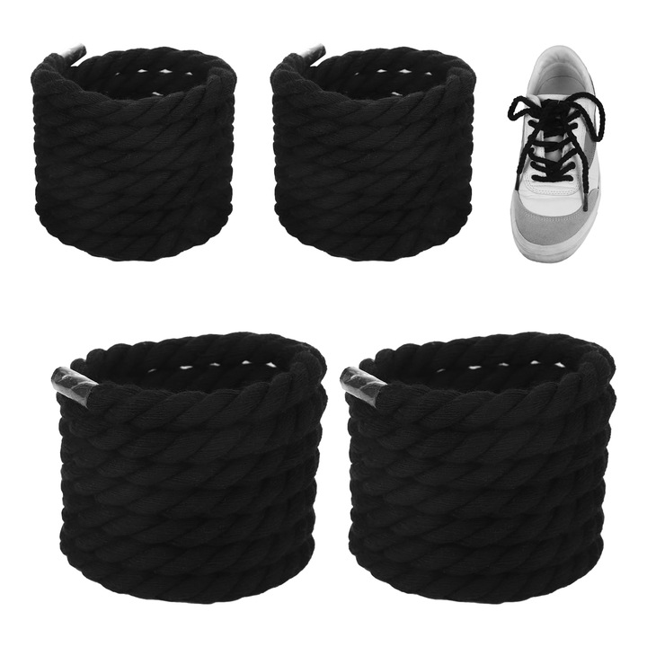 Sireturi Groase Bumbac Rotunde Negru 120cm