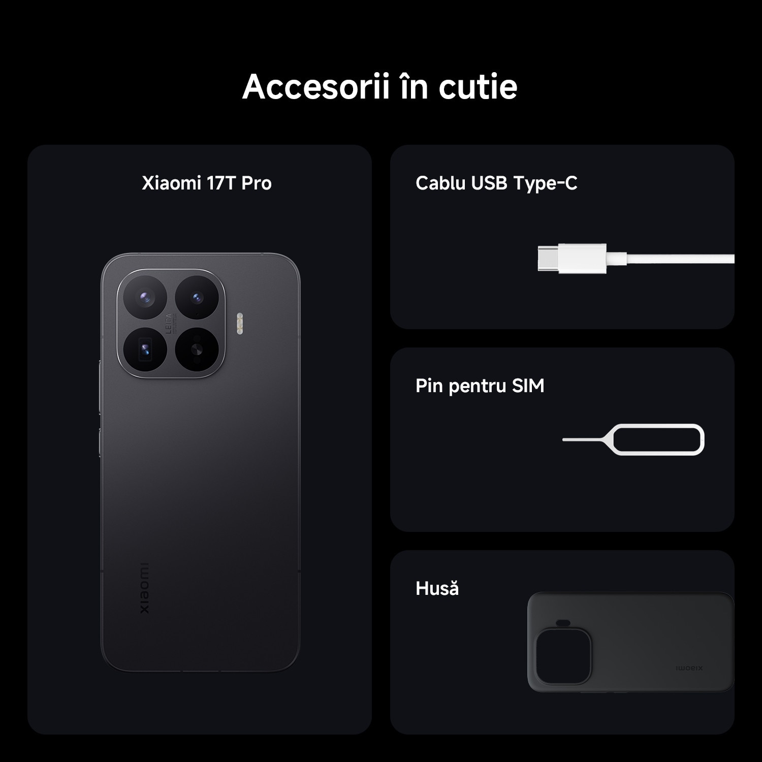 Telefon mobil Xiaomi 17T Pro, 12GB RAM, 256GB, negru, 6 