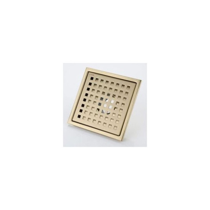 Canal de dus patrat din otel inoxidabil auriu 15x15cm cu capac si miez din alama