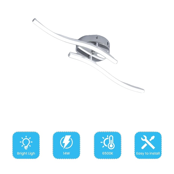 LED плафониера, модерен дизайн, бял, 220V, 1260lm, 5x10m