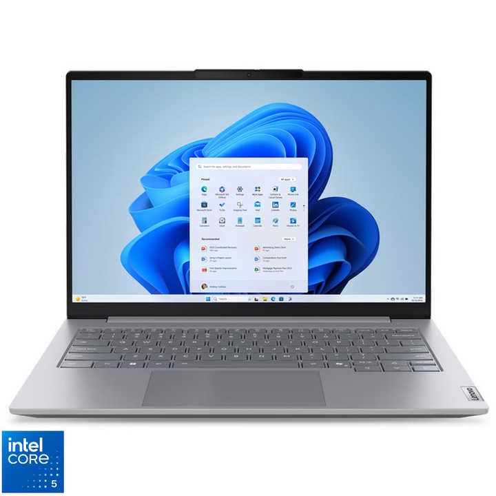 Laptop Lenovo ThinkBook 14 G8 IRL cu procesor Intel® Core 5 210H pana la 4.8GHz, 14" WUXGA, IPS, 16GB DDR5 RAM, 512GB SSD, Intel® Graphics, Windows® 11 HOME, Arctic Grey
